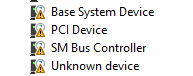 Device Manager example with warning icon